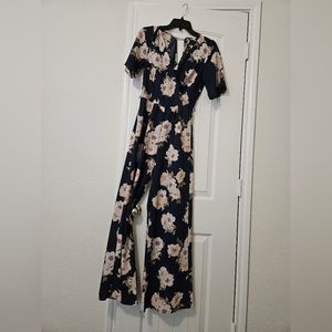 Navy blue floral jumpsuit